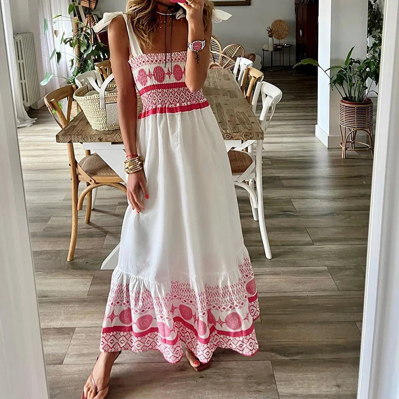 Seraphina - Bohemian maxikjole med broderet kant
