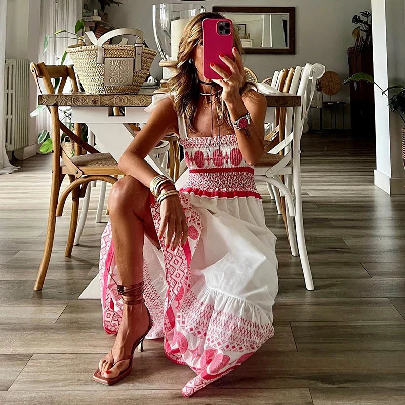 Seraphina - Bohemian maxikjole med broderet kant