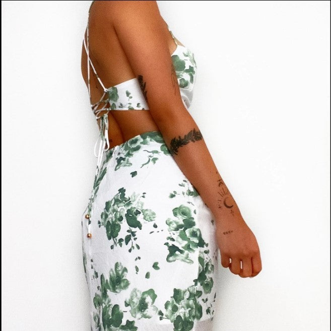 Delilah - Blomstret Cami Kjole med Midi Længde