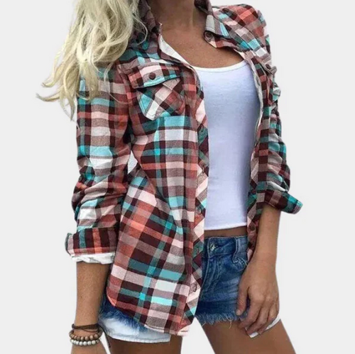 Button-up skjorte med tern Lucia
