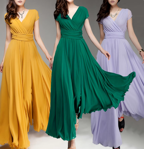 Claire Glamour | V-hals Lang Aftenkjole