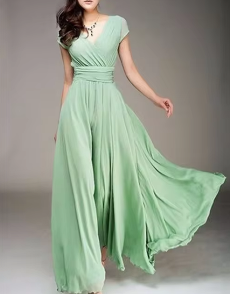 Claire Glamour | V-hals Lang Aftenkjole