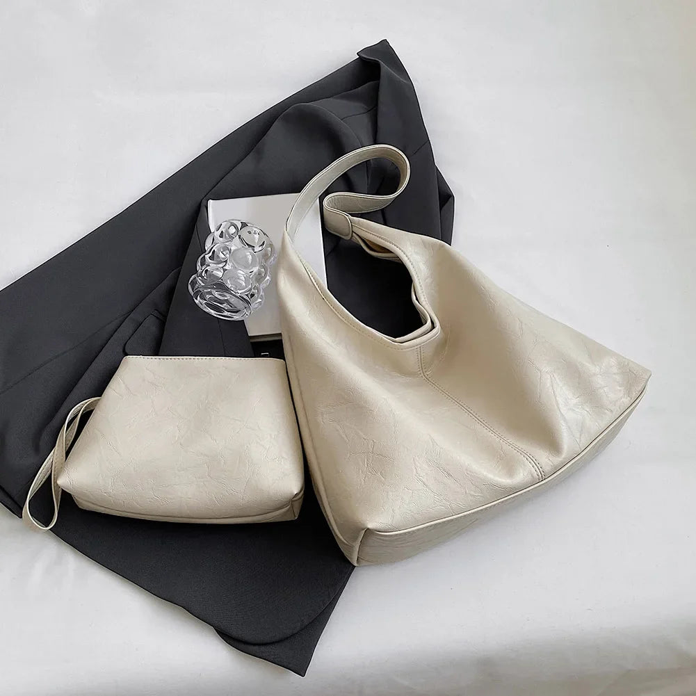Kath Vintage PU-skuldertaske i læder