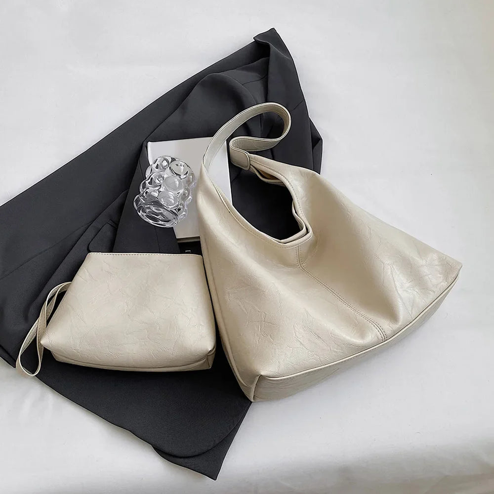 Kath Vintage PU-skuldertaske i læder