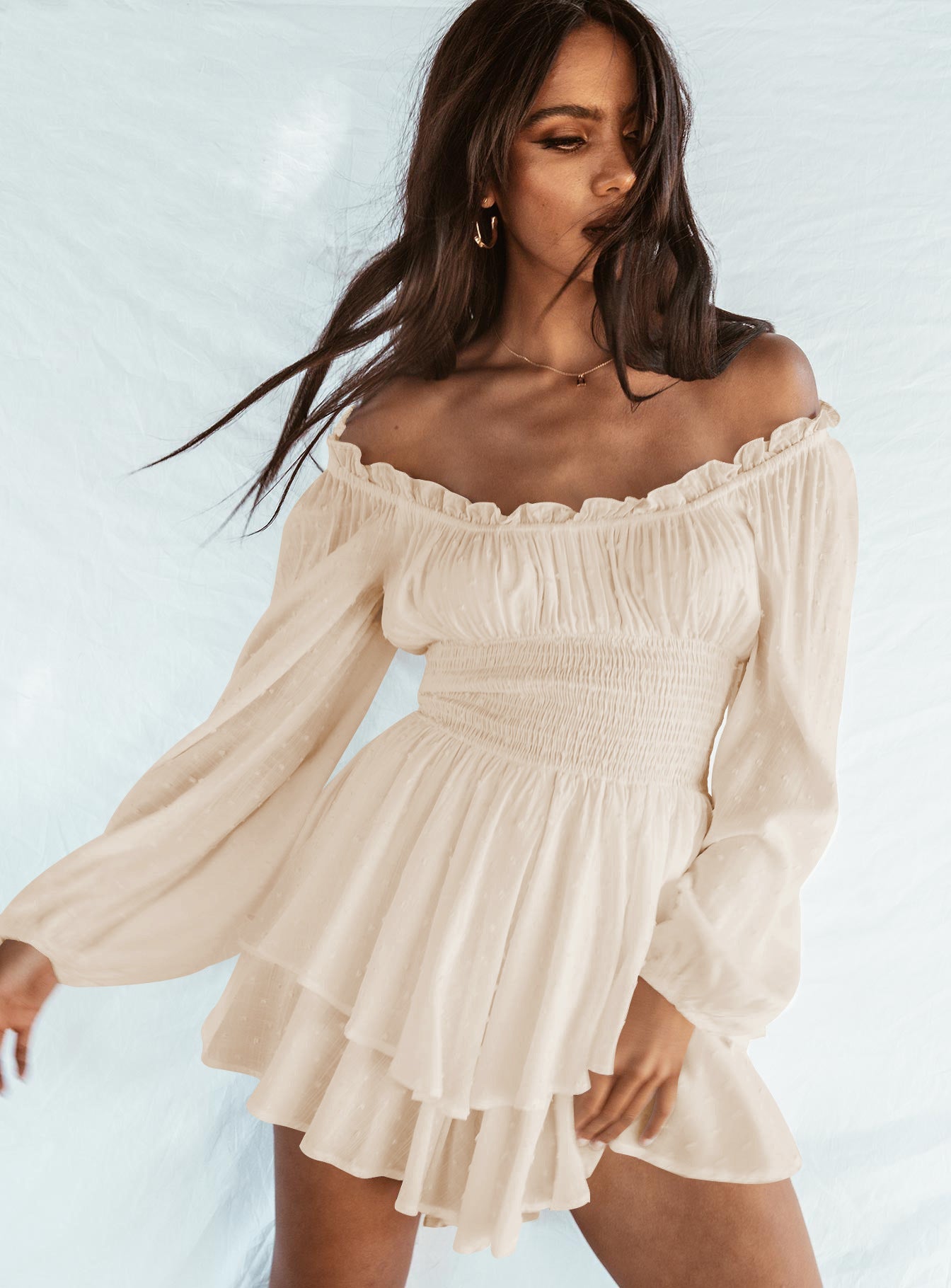 Lea - Off-shoulder nederdel med flæser