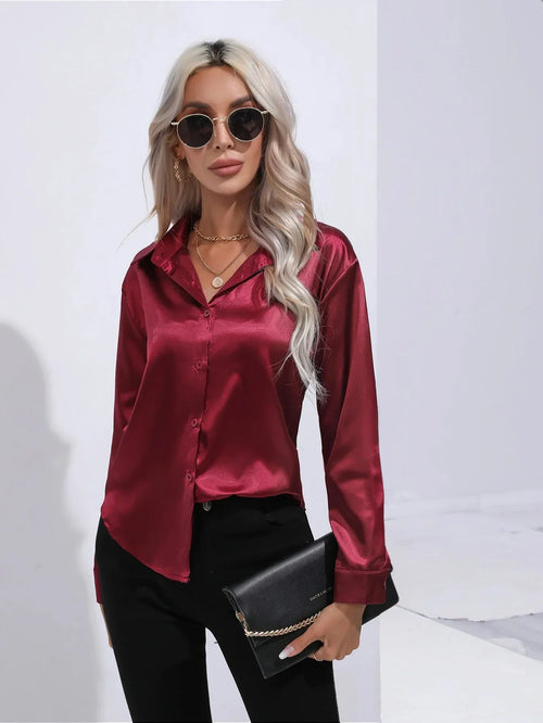 Satin Casual-bluse til kvinder