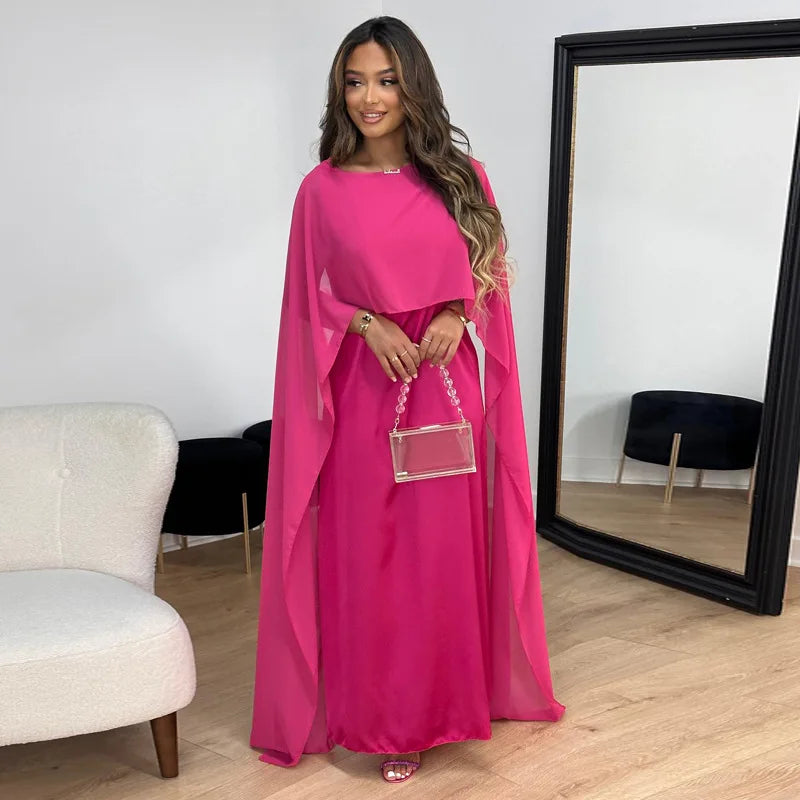 Jennifer - Elegant cape maxi kjole