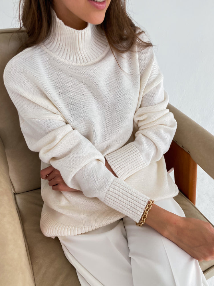 Strikket rullekravesweater til kvinder