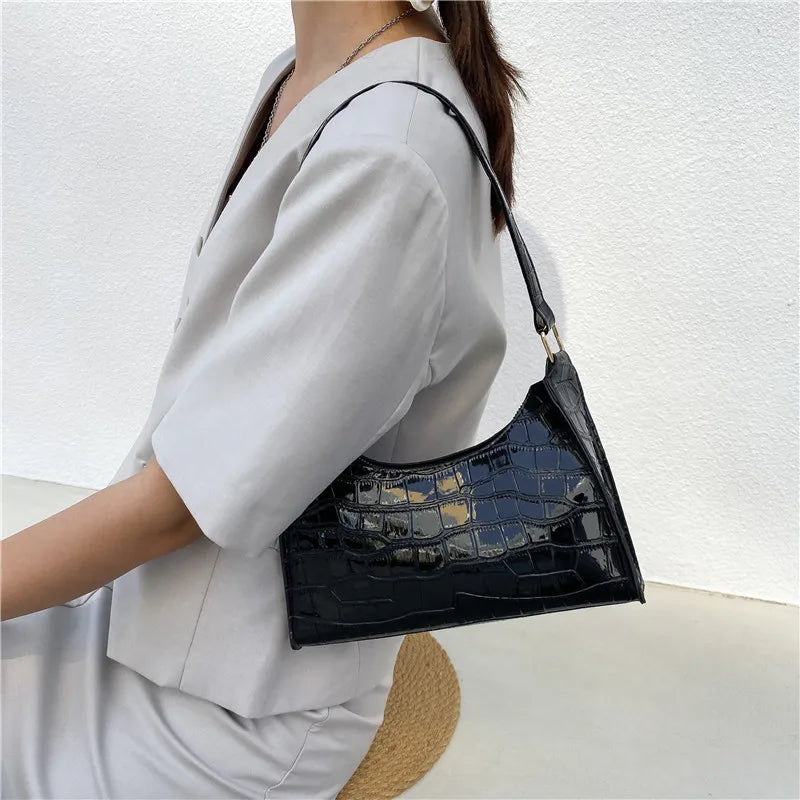 Sophi Retro Alligator Mønster Håndtaske