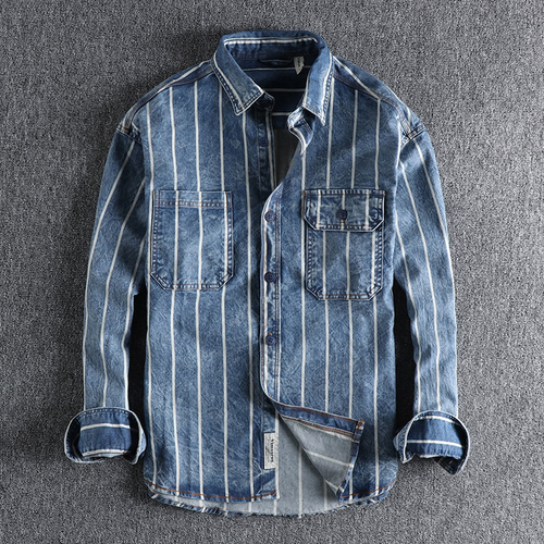 Trendy stribet denimskjorte - Lars