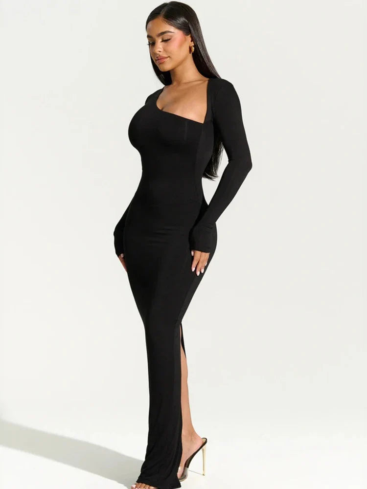 Asymmetrisk Lang Kjole | Elegant & Figursyet | Moderne Design