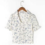 Dahlia - vintage blomstret bluse med blondekant