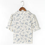 Dahlia - vintage blomstret bluse med blondekant