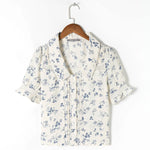 Dahlia - vintage blomstret bluse med blondekant