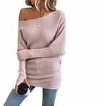 Grace - Off-Shoulder Ribstrikket Sweater