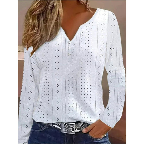 MODA forretningsmæssig stil hvid hultrykt dame bluse