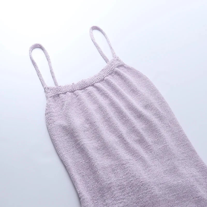 Bianca - Ribstrikket Bodycon Midi-kjole med firkantet halsudskæring
