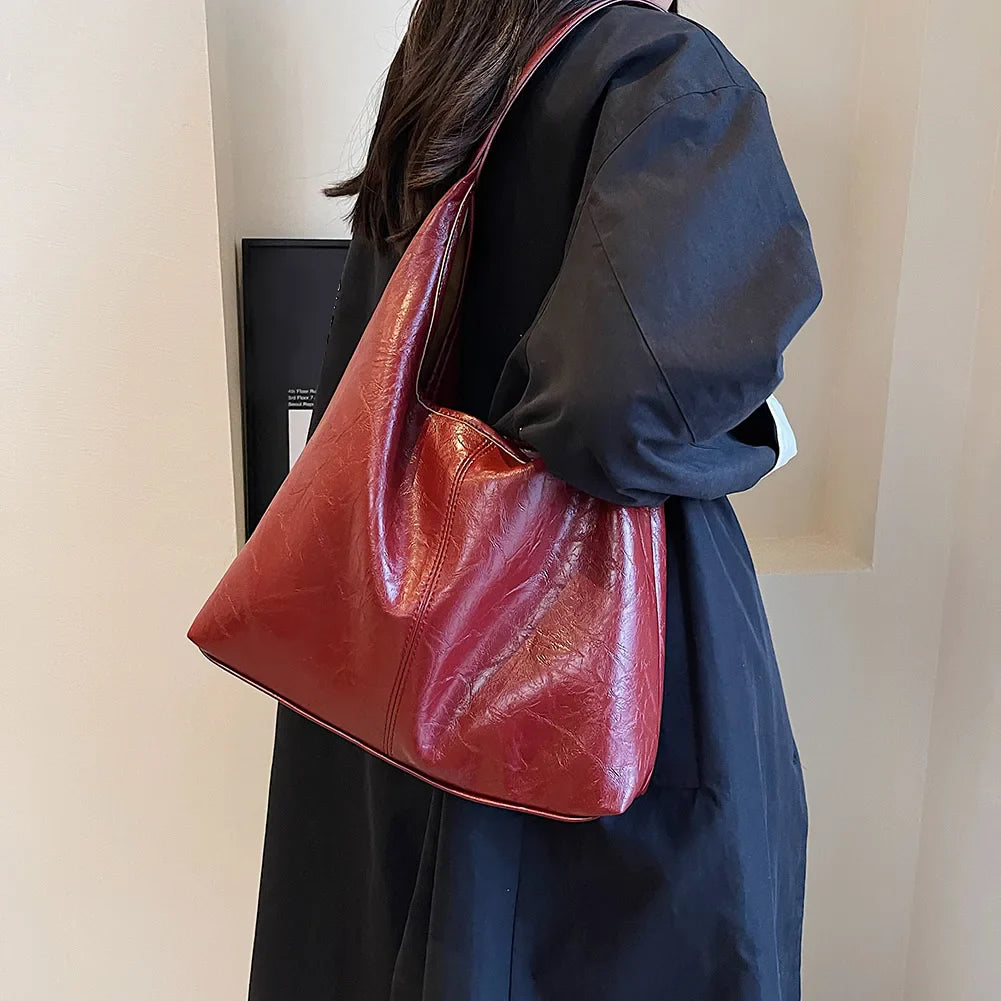 Kath Vintage PU-skuldertaske i læder