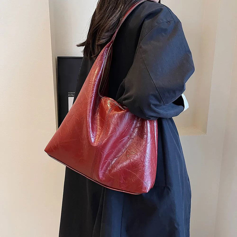 Kath Vintage PU-skuldertaske i læder