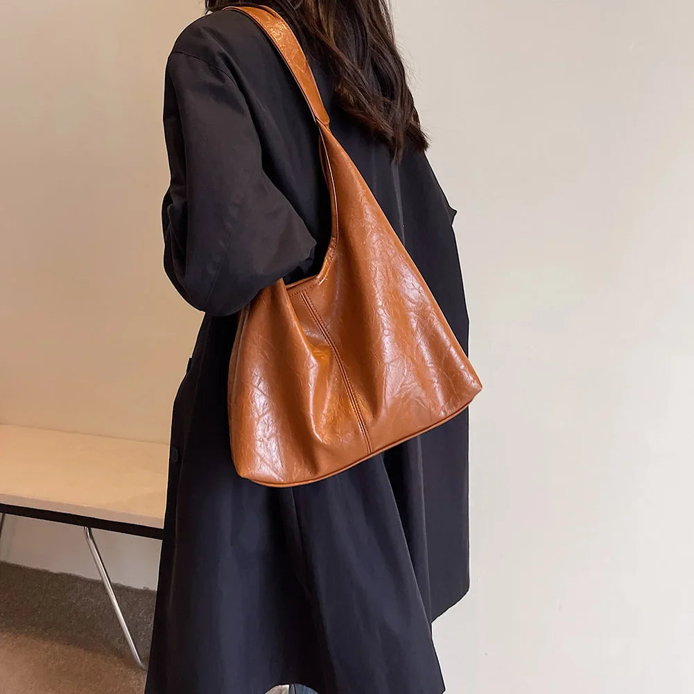 Kath Vintage PU-skuldertaske i læder