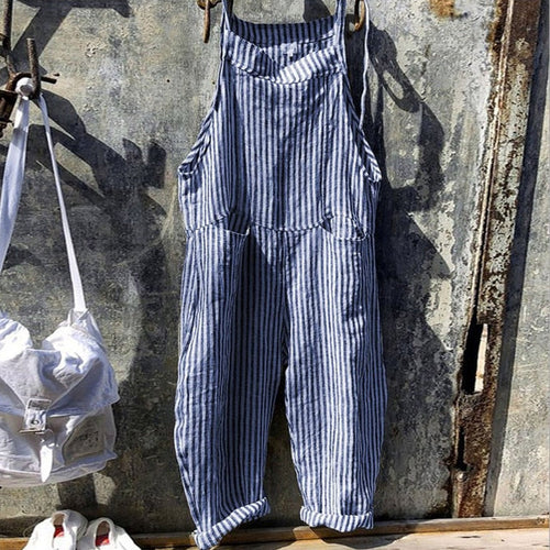 HARPER - Stribet baggy jumpsuit i vintagelook