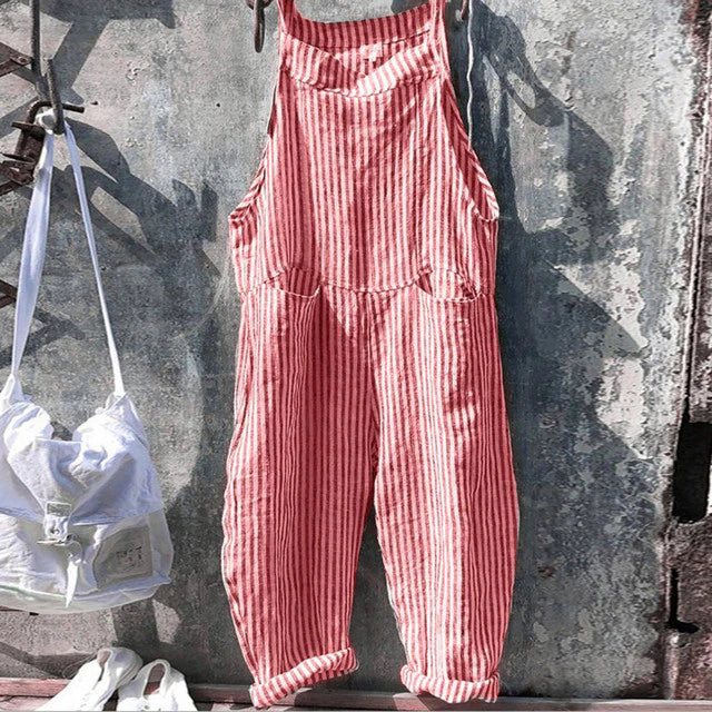 HARPER - Stribet baggy jumpsuit i vintagelook