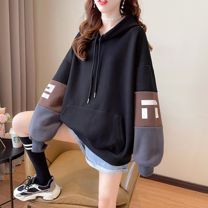 Gia - Casual colorblock sweatshirt med løs hætte
