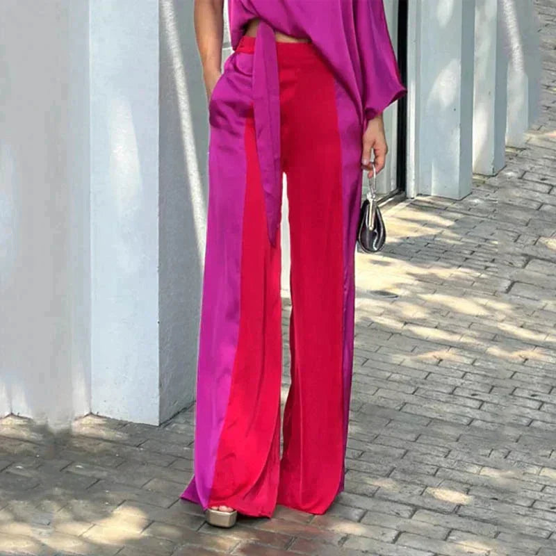 Carmen - Fedt sæt med off-the-shoulder top og bukser med brede ben