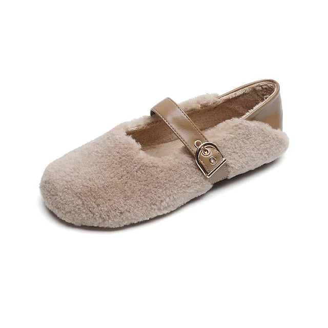 Lorelei - Forede loafers med lås og imiteret pels