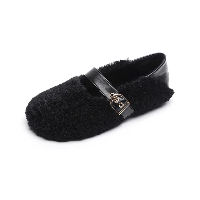 Lorelei - Forede loafers med lås og imiteret pels