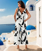 Jumpsuit med Abstrakt Print | Polyester | Elegant & Moderne