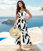 Jumpsuit med Abstrakt Print | Polyester | Elegant & Moderne