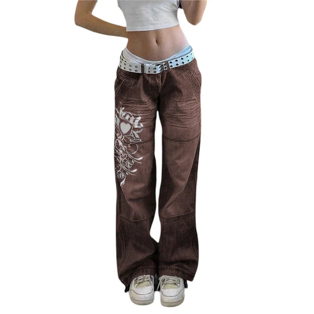 Evelyn - Løse jeans med broderede accenter