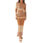 Mia - Off Shoulder Stribet Maxikjole
