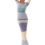 Mia - Off Shoulder Stribet Maxikjole