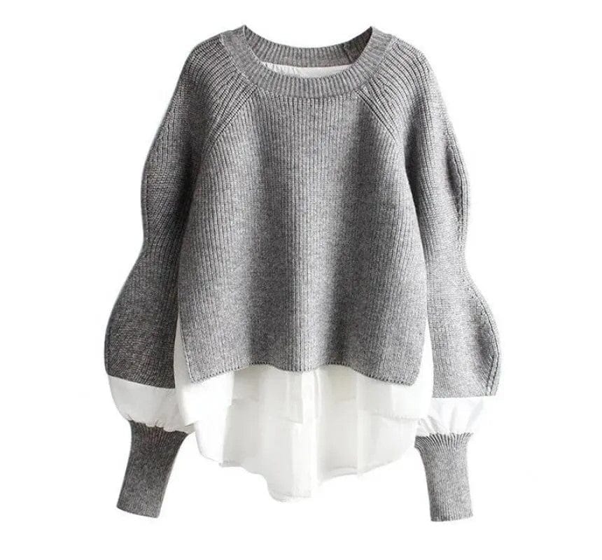 Adair - Strikket sweater med langærmet to-delt overdel