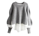 Adair - Strikket sweater med langærmet to-delt overdel