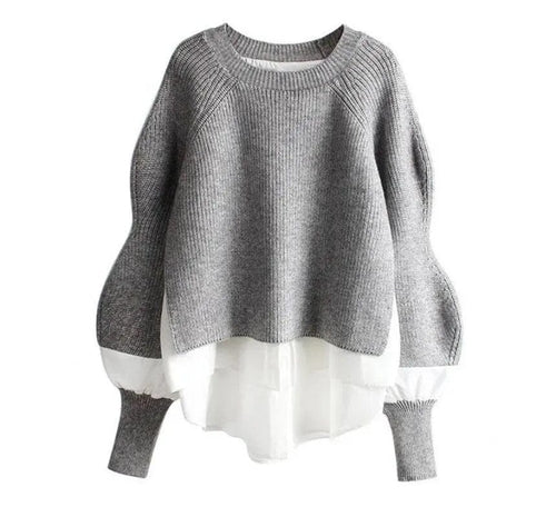 Adair - Strikket sweater med langærmet to-delt overdel