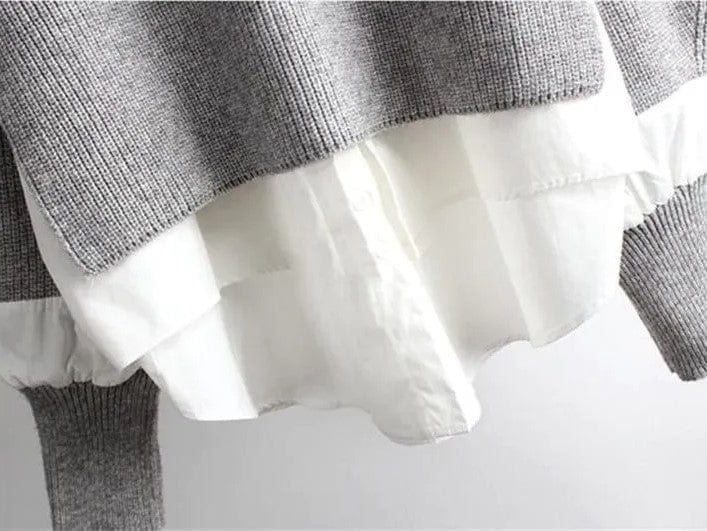 Adair - Strikket sweater med langærmet to-delt overdel