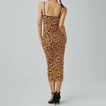 Nadia - Bodycon midikjole i leopardprint
