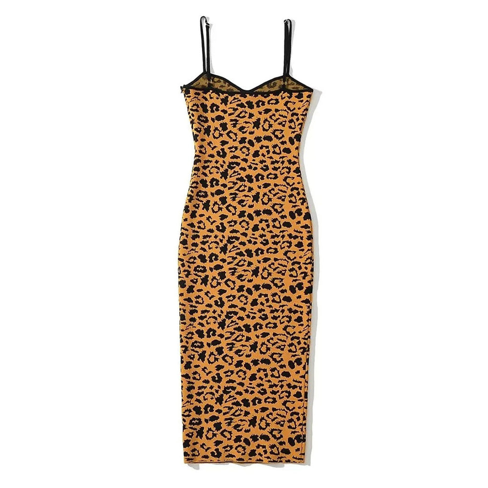 Nadia - Bodycon midikjole i leopardprint