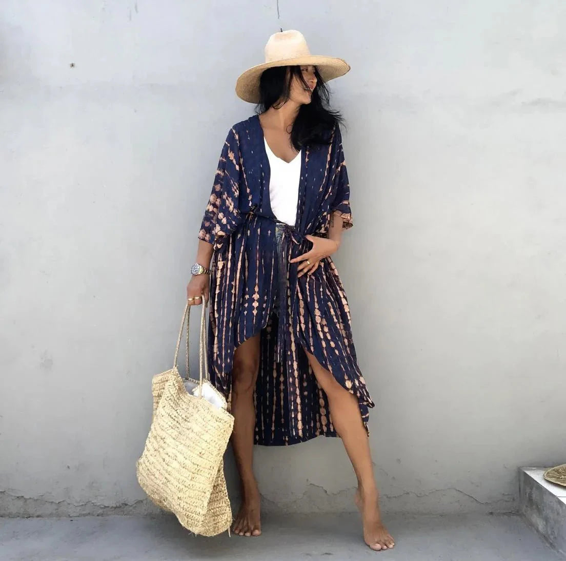 Beach Cover Up for Swimwear Women's Tie Dye Kimono