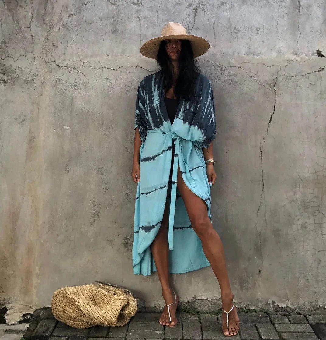Beach Cover Up for Swimwear Women's Tie Dye Kimono