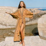 Boheme-elegant bikini-overtrækskjole Kimono-kjole