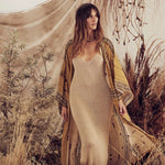 Boheme-elegant bikini-overtrækskjole Kimono-kjole