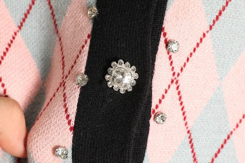 BRITTNEY - Vintage diamantmønster striktrøje