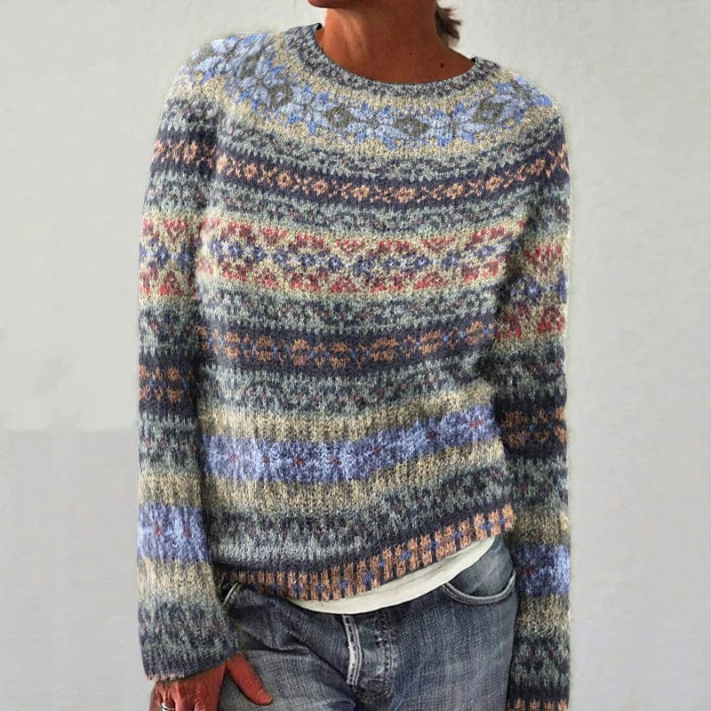 Cherie - Geometrisk mønstret vintage-sweater