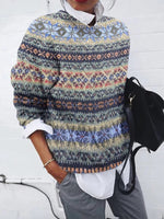 Cherie - Geometrisk mønstret vintage-sweater