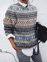 Cherie - Geometrisk mønstret vintage-sweater