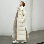 Dame Lang Dunjakke - Quiltet Puffer Design - Høj Krave - Varm og Stilfuld
